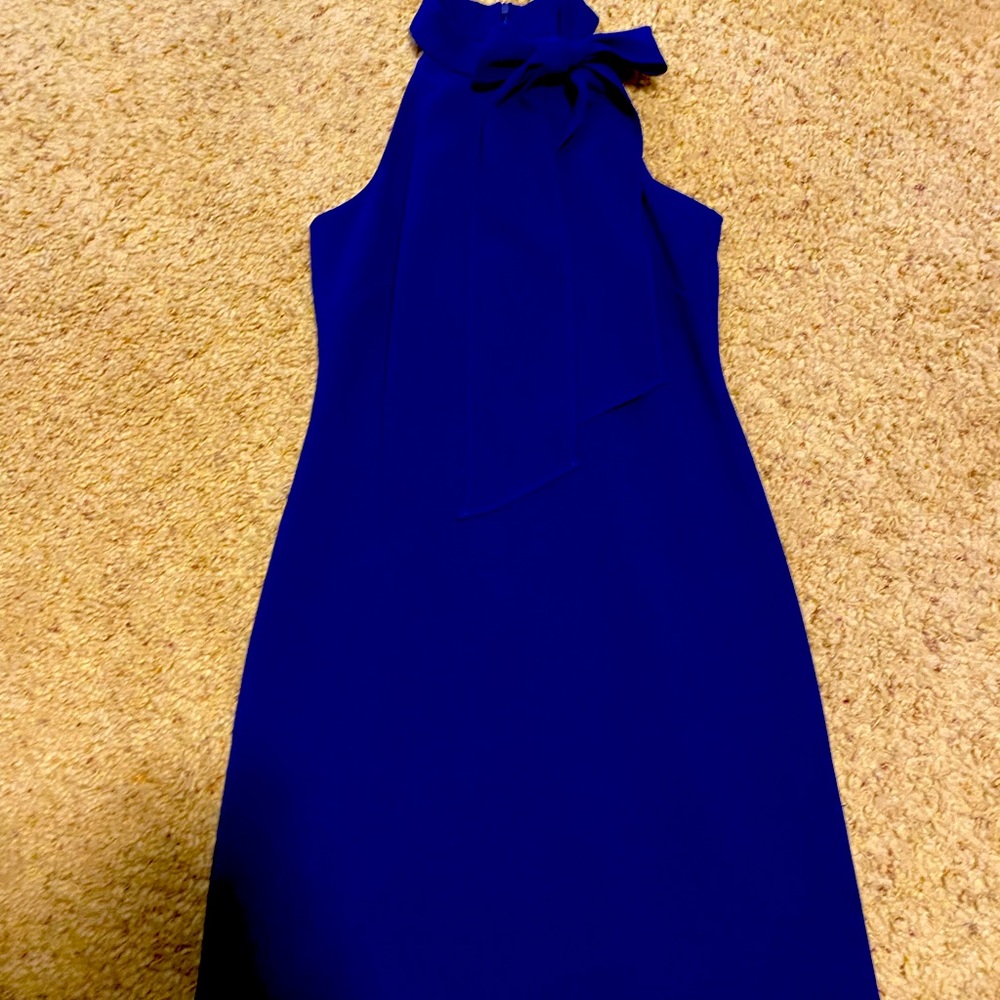 Vince Camuto Kors crepe Bow Neck Shift Cobalt Dress in a size 0 EC~